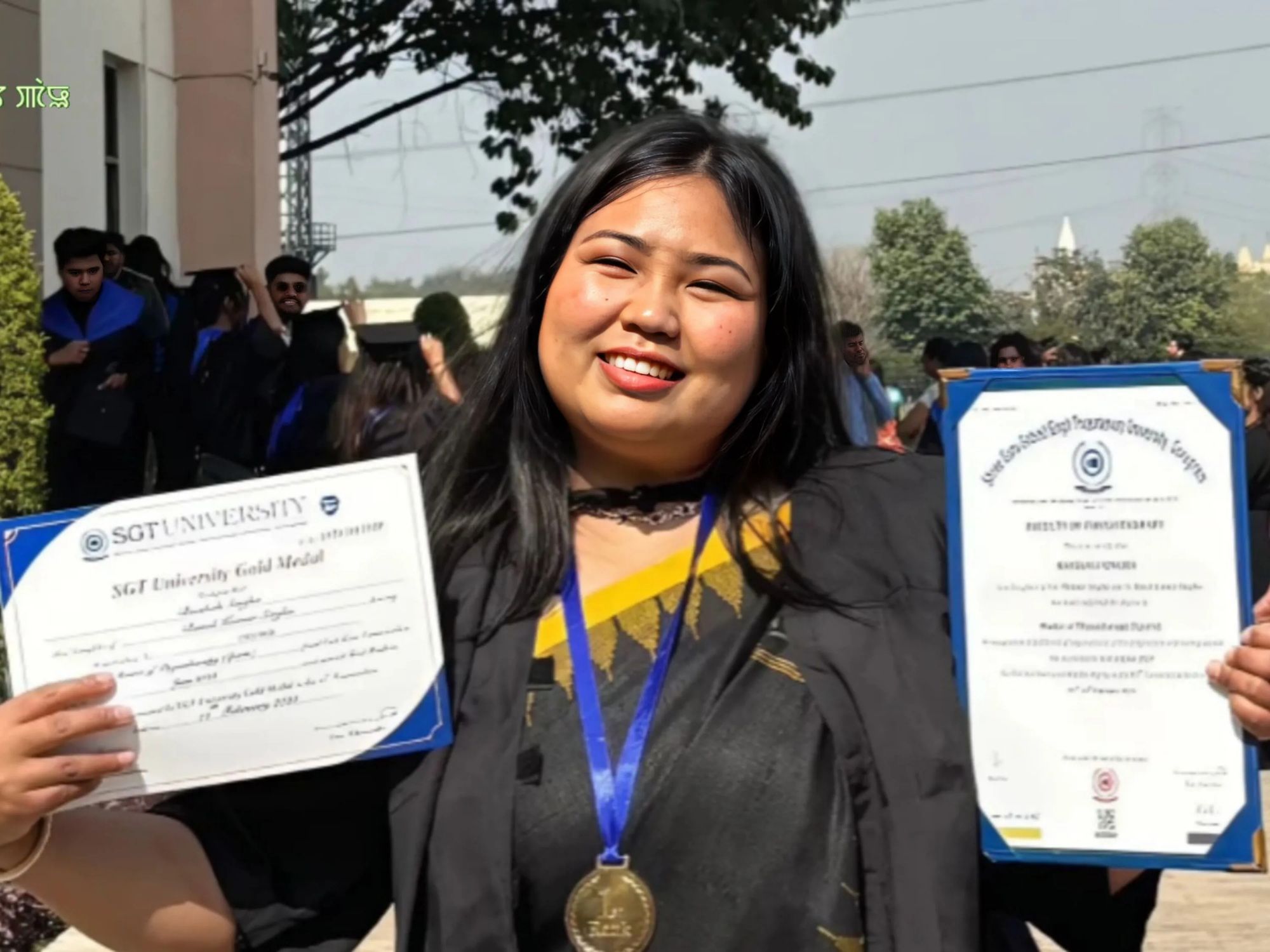 Khangembam Baishali Honored with Gold Medal at SGT University Convocation